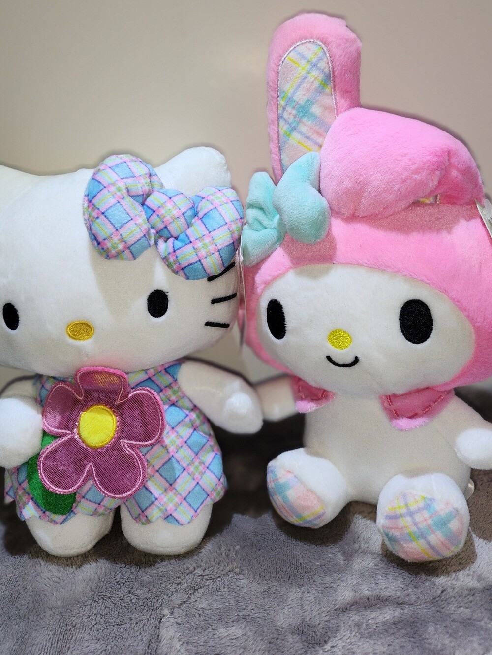 Sanrio Hello Kitty & Melody 8-inch Easter-themed plush toy